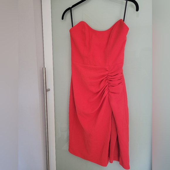 Revolve NBD Cherry Red Strapless Bone Structured Mini Dress Size XS - Picture 1 of 7